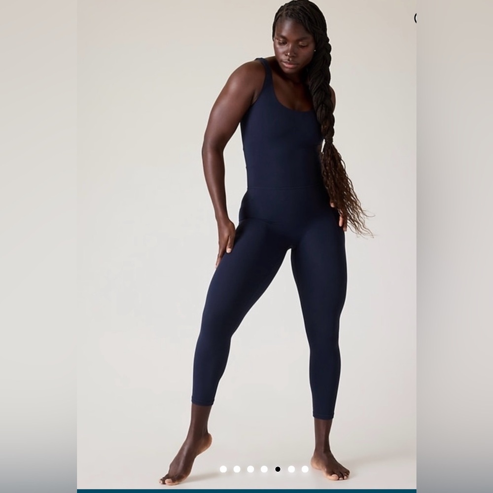 ATHLETA Yoga black Sculpting Jumpsuit with Supportive Straps